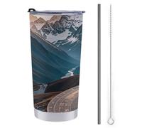 FZMTLDS Mountain Compass Tumbler 590 ml Bottiglie d'acqua in acciaio inox con manico a prova di perdite Grande capacità Tazza da viaggio Tazza da caffè isolata Regali per donne uomini