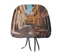 FZMTLDS Old Courtyard Cafe Chair City, Roma, Italia, copri poggiatesta per auto, 1 pezzo, antipolvere, protezione per poggiatesta auto vintage con motivo decorativo per poggiatesta auto, furgoni