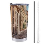 FZMTLDS Old Courtyard Cafe Chair City, Roma, Italia Tumbler da 590 ml, in acciaio inox, con manico, a prova di perdite, grande capacità, tazza da viaggio, tazza da caffè isolata, regalo per donne e