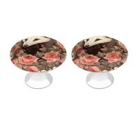 FZMTLDS Opossum and Roses - Confezione da 2 pomelli rotondi per cassetti da cucina, in acciaio inox, per cassetti e armadietti