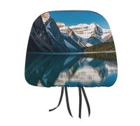 FZMTLDS Panorama of The Lake Louise Mountains - Set di 2 coperture antipolvere per poggiatesta auto, motivo vintage, per poggiatesta auto, furgoni, camion