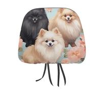 FZMTLDS Pomeranians - Set di 2 coperture antipolvere per poggiatesta auto, motivo con simpatico motivo vintage per poggiatesta, per auto, furgoni, camion