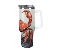 FZMTLDS Red Crab Sea Tumbler 1,18 once a prova di perdite Grande Capacità Auto Tazza Bottiglia d'acqua in acciaio inox con manico Tazza da caffè isolata Tazza da viaggio Regali per donne uomini Bianco