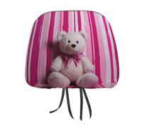 FZMTLDS Set di 2 copri poggiatesta per auto, antipolvere, con motivo a orsacchiotto, color rosa pesca