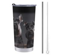 FZMTLDS Simpatico bicchiere con cane Schnauzer, da 590 ml, in acciaio inox, con manico, a prova di perdite, grande capacità, tazza da viaggio, tazza da caffè, idea regalo per donne e uomini