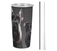FZMTLDS Simpatico bicchiere per cani Schnauzer a prova di perdite, grande capacità, in acciaio inox, con manico, tazza da caffè isolata, tazza da viaggio, regalo per donne e uomini