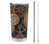 FZMTLDS Steampunk Gears Clock Tumbler 590 ml bottiglie d'acqua in acciaio inox con manico a prova di perdite grande capacità tazza da auto tazza da viaggio isolata tazza da caffè regalo per donne