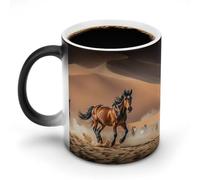 FZMTLDS Tazza da caffè in ceramica con cavalli che corrono nel deserto, divertente tazza che cambia colore, novità tazza da caffè sensibile al calore, tazza da tè magica, regalo per compleanno, uomini