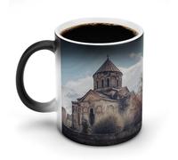 FZMTLDS Tazza da caffè in ceramica con chiesa armena, divertente tazza che cambia colore, novità tazza da caffè sensibile al calore, tazza da tè magica, regalo per compleanno, uomini e donne
