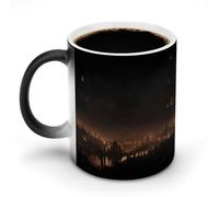FZMTLDS Tazza da caffè in ceramica con scritta "City in the Dark", divertente tazza che cambia colore, tazza da caffè sensibile al calore, tazza da tè magica, regalo per compleanno, uomini e donne