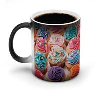FZMTLDS Tazza da caffè in ceramica divertente con cupcake di compleanno tazze che cambiano colore, novità tazza da caffè sensibile al calore, tazza da tè magica, regali per compleanno, uomini e donne