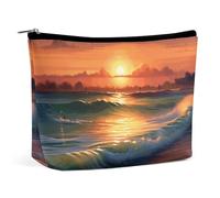 FZMTLDS Trousse per trucchi da donna, borsa per cosmetici al tramonto sul mare, borsa da toilette organizer per trucchi con cerniera, stile, taglia unica