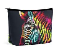 FZMTLDS Trousse per trucchi da donna, borsa per cosmetici colorata con zebra arcobaleno, borsa da toeletta organizer per trucchi con cerniera, stile, taglia unica
