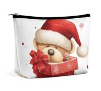 FZMTLDS Trousse per trucchi da donna, con cappello di Babbo Natale e scritta "Merry Christmas", organizer per trucchi con cerniera, stile unico, taglia unica