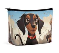 FZMTLDS Trousse per trucchi da donna, con scritta "I Love My Dog", con bassotti, trousse organizer per trucchi con cerniera, stile unico, taglia unica