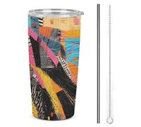 FZMTLDS Una trapunta colorata Tumbler a prova di perdite di grande capacità bottiglia d'acqua in acciaio inossidabile con manico tazza da caffè isolata tazza da viaggio regali per donne uomini