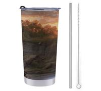 FZMTLDS Waterfall at Sunset Tumbler 590 ml Bottiglie d'acqua in acciaio inox con manico a prova di perdite grande capacità tazza da auto tazza da viaggio isolata tazza da caffè regalo per donne uomini