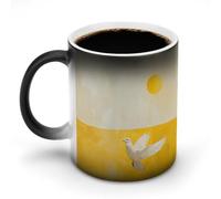 FZMVSQH A White Dove Flies By Magic, tazza da caffè personalizzata, cambia colore, sensibile al calore, con manico, 325 ml, divertente, in ceramica, per tè, latte, cacao