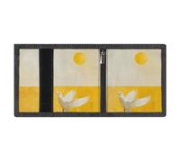 FZMVSQH A White Dove Flies By Mens Trifold Portafoglio Minimalista Portafoglio da Uomo, Portafogli Rfid, 8 Porta Carte di Credito 1 Tasca per banconote Tasca portamonete e finestra Id, Slim Velcro Tri