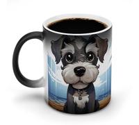 FZMVSQH Adorabile tazza da caffè magica Schnauzer tazze personalizzate che cambiano colore tazza sensibile al calore che cambia tazze da caffè con manico, tazza divertente in ceramica per tè/latte