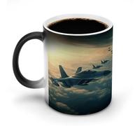 FZMVSQH Aircraft Fighter Jets Tazza da caffè magica tazze personalizzate cambia colore tazza sensibile al calore che cambia tazze da caffè con manico, 325 ml, divertente tazza in ceramica per tè/latte
