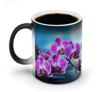 FZMVSQH Bella tazza da caffè magica orchidea tazze personalizzate che cambia colore tazza sensibile al calore che cambia tazze da caffè con manico, 325 ml, divertente tazza in ceramica per tè/latte