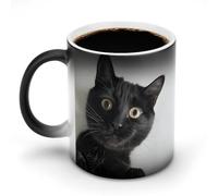 FZMVSQH Black Cat si sdraia magica tazza da caffè tazze personalizzate che cambia colore tazza sensibile al calore che cambia tazze da caffè con manico, 325 ml, divertente tazza in ceramica per tè