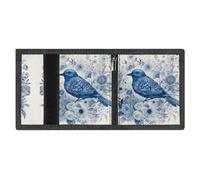 FZMVSQH Bluebird And Flowers - Portafoglio da uomo a tre pieghe, minimalista, con blocco RFID, 8 porta carte di credito, 1 tasca per banconote, portamonete e finestra per documenti, portafogli sottili