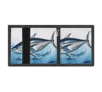 FZMVSQH Bluefin Tuna Thunnus - Portafoglio minimalista da uomo, con blocco RFID, 8 scomparti per carte di credito, 1 tasca per banconote, portamonete e finestra per documento d'identità, portafogli