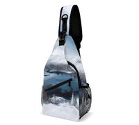 FZMVSQH Borsa a tracolla con paesaggio invernale con paesaggio innevato blocco RFID zaino casual a tracolla zaino impermeabile borsa da petto leggero zaino da trekking zaino da uomo borsa da viaggio