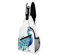 FZMVSQH Borsa a tracolla con pavone blu cartone animato con blocco RFID Zaino casual a tracolla zaino impermeabile borsa da petto leggera zaino da trekking zaino da uomo borsa da viaggio borse a