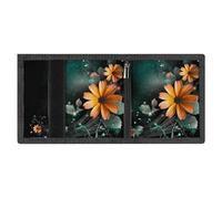 FZMVSQH Bright Flowers - Portafoglio minimalista da uomo a tre pieghe, con blocco RFID, 8 porta carte di credito, 1 tasca per banconote, portamonete e finestra per documenti, portafogli sottili in