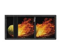 FZMVSQH Burning Tennis Pictures - Portafoglio da uomo a tre pieghe, minimalista, con blocco RFID, 8 porta carte di credito, 1 tasca per banconote, portamonete e finestra per documenti, portafogli