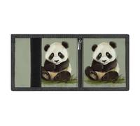FZMVSQH Carino Little Panda Portafoglio da uomo a tre ante minimalista, portafoglio da uomo, con blocco RFID, 8 porta carte di credito, 1 tasca per banconote, tasca portamonete e finestra d'identità