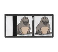 FZMVSQH Carino Walrus Portafoglio da uomo a tre ante minimalista, portafoglio da uomo, con blocco RFID, 8 porta carte di credito, 1 tasca per banconote, tasca portamonete e finestra per documenti