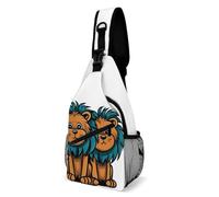 FZMVSQH Clipart Leone Crossbody Bag Rfid Blocco Casual Spalla Sling Zaino Impermeabile Borsa Petto Pacchetto Leggero Escursionismo Zaino Uomo Borsa Da Viaggio Sling Borse per Donne Uomini