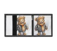 FZMVSQH Cute Bear - Portafoglio da uomo a tre pieghe, minimalista, con blocco RFID, 8 porta carte di credito, 1 tasca per banconote, portamonete e finestra per documenti, portafogli sottili in velcro