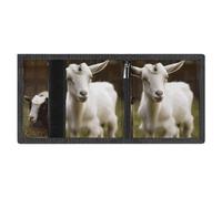 FZMVSQH Cute Goat - Portafoglio da uomo a tre pieghe, minimalista, con blocco RFID, 8 porta carte di credito, 1 tasca per banconote, portamonete e finestra per documenti, portafogli sottili in velcro