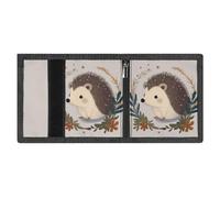 FZMVSQH Cute Little Hedgehog - Portafoglio da uomo a tre pieghe, minimalista, con blocco RFID, 8 porta carte di credito, 1 tasca per banconote, portamonete e finestra per documenti, portafogli sottili