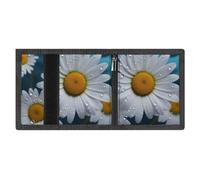 FZMVSQH Daisy Flowers - Portafoglio minimalista da uomo, a tre pieghe, con blocco RFID, 8 porta carte di credito, 1 tasca per banconote, portamonete e finestra per documenti, portafogli sottili in