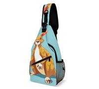 FZMVSQH Divertente borsa a tracolla con canguro e zoo in stile cartone animato, con blocco RFID, zaino casual a tracolla, impermeabile, leggero, da escursionismo, da uomo, borsa da viaggio, per donne