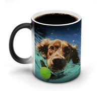 FZMVSQH Divertente tazza da caffè magica con cane che nuota tazza personalizzata cambia colore tazza sensibile al calore che cambia tazze da caffè con manico, 325 ml, divertente tazza in ceramica per