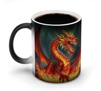 FZMVSQH Dragon King in Fire Tazza da caffè magica tazza personalizzata cambia colore tazza sensibile al calore che cambia tazze da caffè con manico, 325 ml, divertente tazza in ceramica per tè/latte