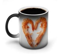 FZMVSQH Due gamberetti rossi tazza da caffè magica tazze personalizzate cambia colore tazza sensibile al calore che cambia tazze da caffè con manico, tazza in ceramica divertente per tè/latte/latte