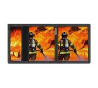 FZMVSQH Firefighter Fireman Flame Portafoglio da uomo a tre ante portafoglio minimalista per uomo, portafogli con blocco RFID, 8 porta carte di credito, 1 tasca per banconote, tasca portamonete e