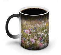 FZMVSQH Flowers in The Field Tazza da caffè magica tazze personalizzate che cambiano colore tazza sensibile al calore che cambia tazze da caffè con manico, 325 ml, divertente tazza in ceramica per tè