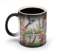 FZMVSQH Giardino con uccelli e fiori Tazza da caffè magica tazze personalizzate cambia colore tazza sensibile al calore che cambia tazze da caffè con manico, 325 ml, divertente tazza in ceramica per