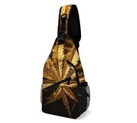 FZMVSQH Golden Cannabis Crossbody Bag Rfid Blocco Casual Spalla Sling Zaino Impermeabile Borsa Petto Zaino Leggero Escursionismo Zaino Uomo Borsa Da Viaggio Sling Borse per Donne Uomini