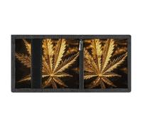 FZMVSQH Golden Cannabis - Portafoglio minimalista da uomo, a tre pieghe, con blocco RFID, 8 porta carte di credito, 1 tasca per banconote, portamonete e finestra per documenti, portafogli sottili in