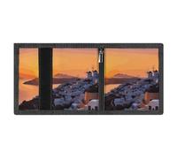 FZMVSQH Grecia Island Sunset Landscape Portafoglio da uomo a tre ante minimalista portafoglio da uomo, portafogli con blocco RFID, 8 porta carte di credito, 1 tasca per banconote, tasca portamonete e